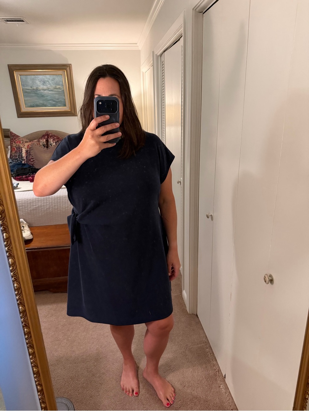 Cable & Gauge Navy Side-Tie Midi Dress
